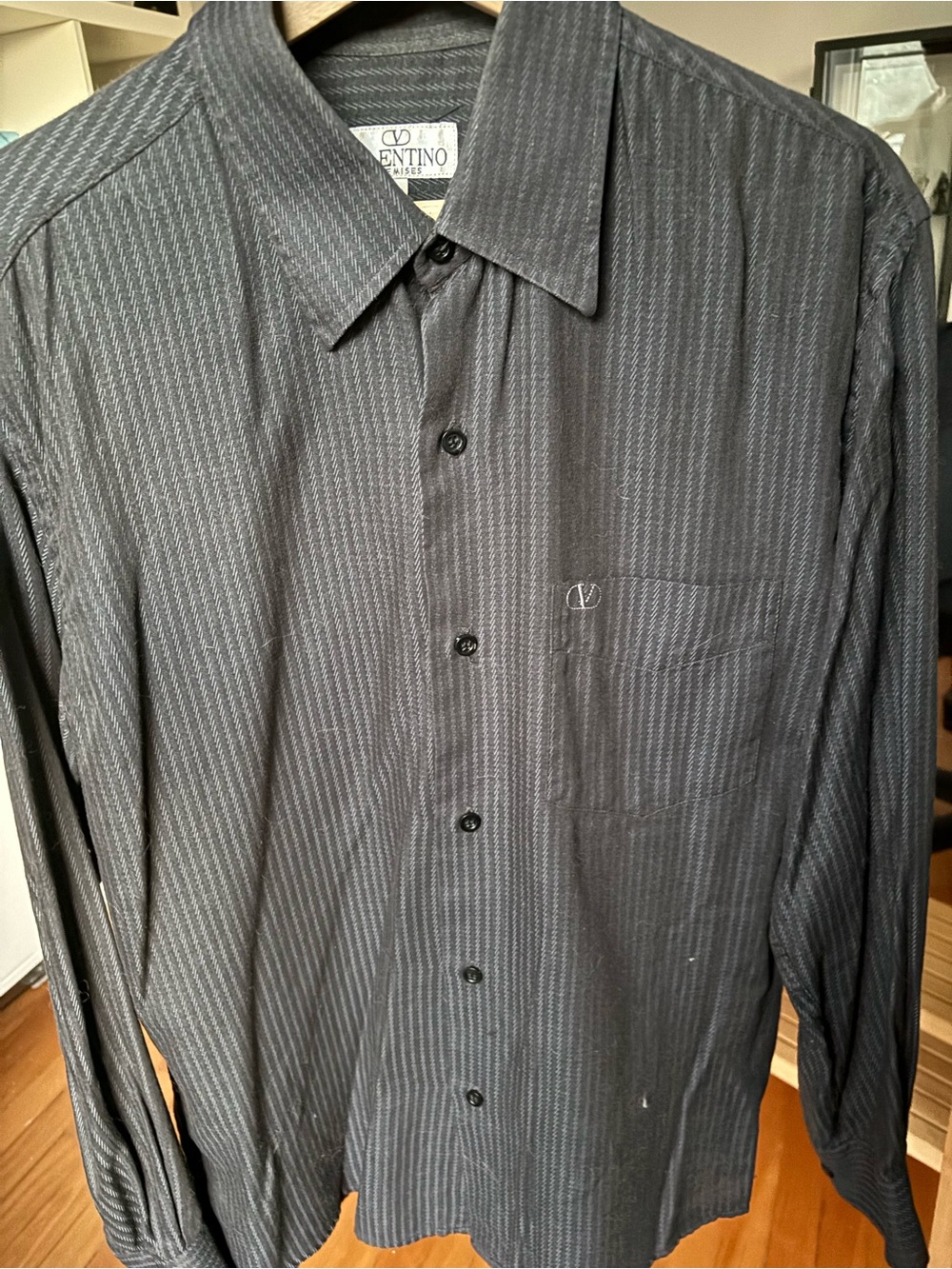 Valentino Men's Dark Button Down Shirt